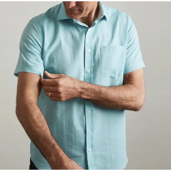 Men’s Buckle Level Ten Turquoise Blue Casual Short Sleeve Button Shirt Medium - Picture 1 of 8